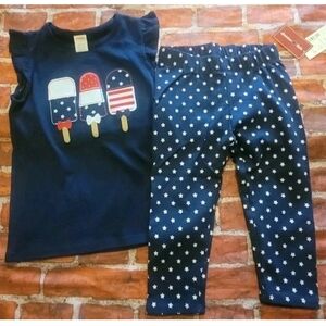 Gymboree American Cutie Girls Set Shirt 7 Capri Leggings Sz 6 Nwt 4th Of July